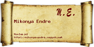 Mikonya Endre névjegykártya